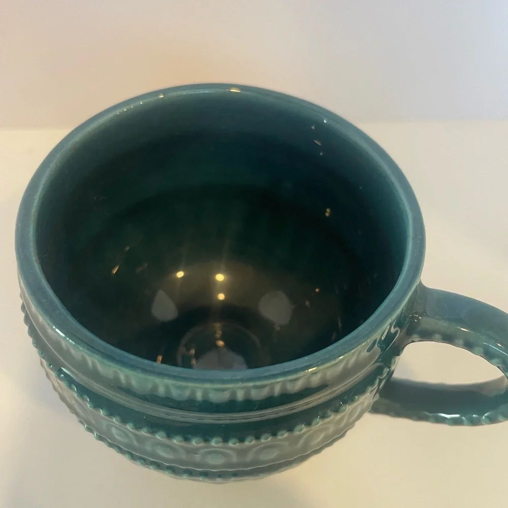 Vintage Royal Sealy Japan Mid Century Modern 1970s Blue/Teal Rare Tea Cup Mug‎